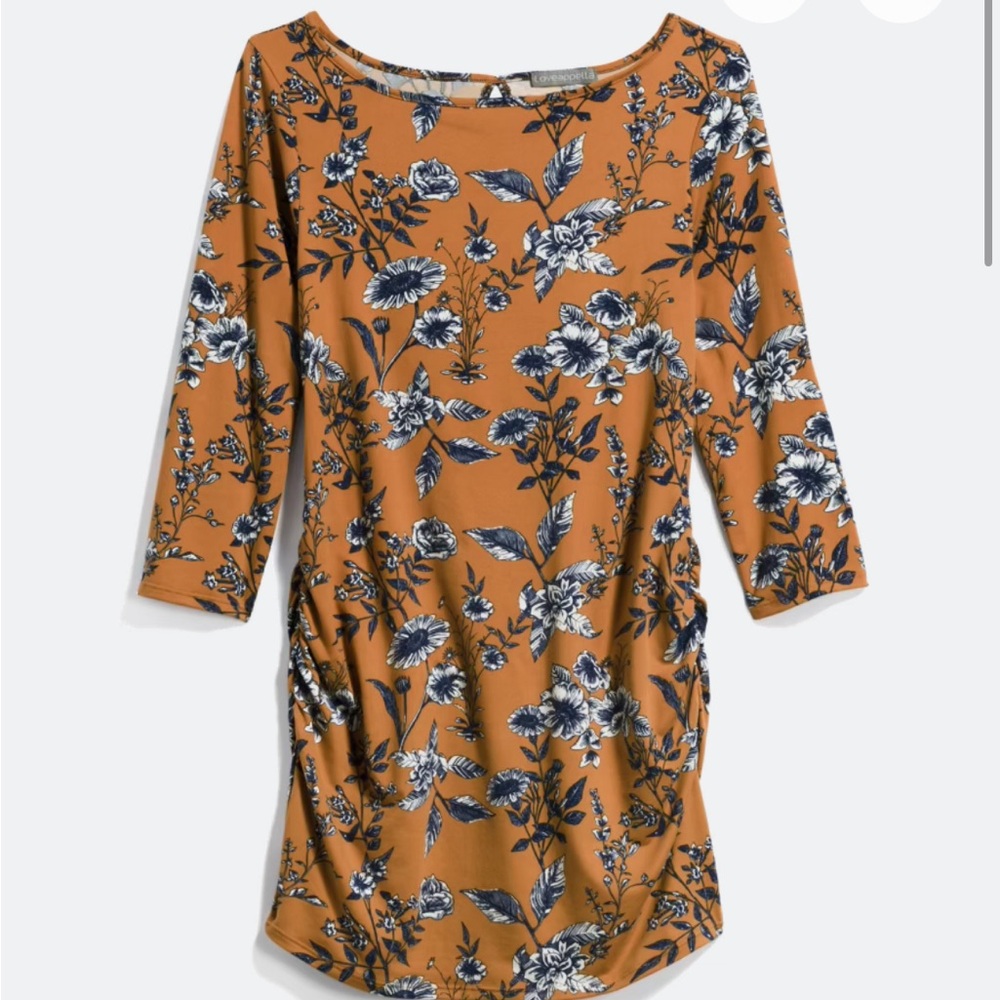 Loveappella Maternity Charlotte Ruched Side Maternity Knot Top